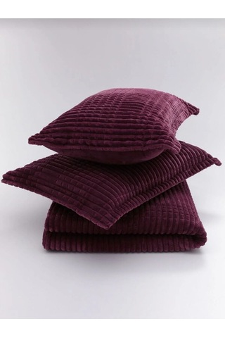 Merinos Çift Kişilik Battaniye Mor 3 Parça Set Modern Line