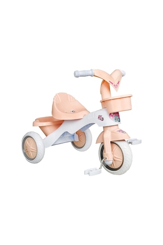 Kitty Üç Tekerlekli Bisiklet Çocuk Bisikleti 3 Teker Bisiklet 1-3-5 Yaş Plastik Motor İlk Bisiklet Sepetli Somon