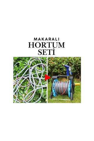 Makaralı Hortum Seti 20 Metre Bahçe Sulama Ve Araç Yıkama Seti - 1/2 İnç Pratik Bahçe Ve Oto Yıkama