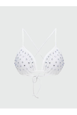 Lcw Dream Ekru Parlak Taşlı Kadın Bikini Üst
