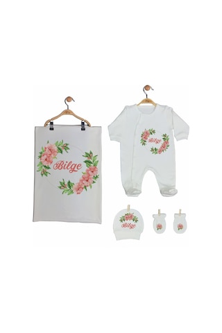 Pia Baby Gl 2202 İsme Özel Battaniyeli Tulum Set Krem