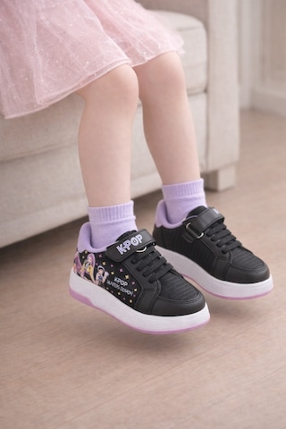 Mini Bonito Kız Çocuk Desenli Simli Günlük Sneaker Ayakkabı Siyah