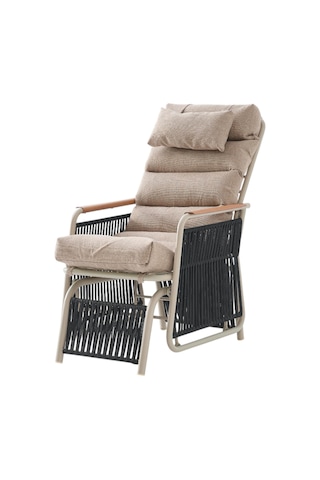 Rehome Space Ahşap Kollu Minderli Bahçe Koltuğu Bahçe Sandalyesi Cappuccino