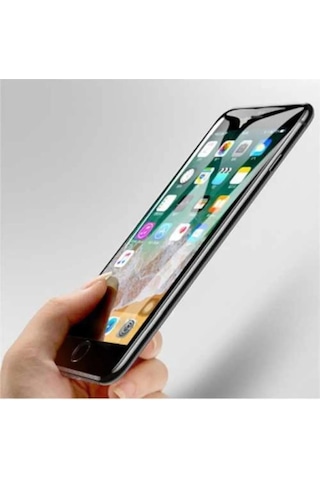 Apple Uyumlu iPhone 7/8 Siyah Tam Kaplayan Koruma Full Kapatan Kavisli Kırılmaz Cam Ekran Koruyucu-