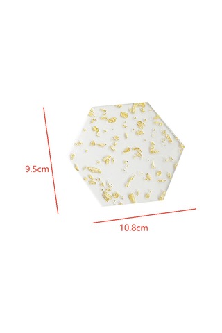 Altın Varak Akrilik Bardak Altlıkları 6 Adet İçecekler İçin İskandinav Tarzı, 9.5x10.8cm Şeffaf