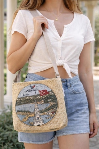 Hdmarketim Kadın Dokuma Plaj Çantası Kemer Türkiye Desenli Omuz Çantası Geniş Hacimli Tatil Çantası 33x75 Cm Çok Renkli