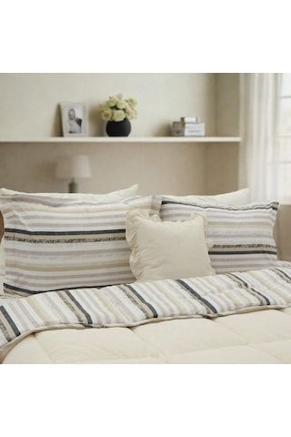 Sherpa Comforter Çift Kişilik Uyku Seti - Krem