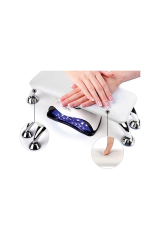 Metal Ayaklı Ergonomik Manikür Sehpası Beyaz Manikür Kol Desteği H11w