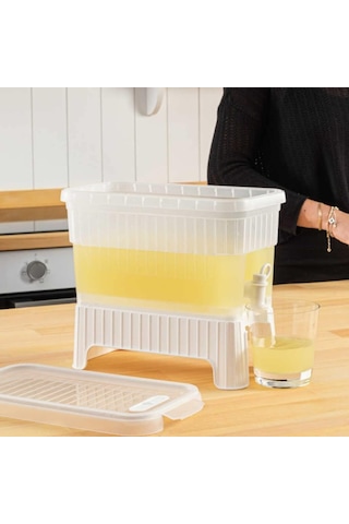 Musluklu Su Ve Meşrubat Sebili Buzdolabı Uyumlu Kapaklı İçecek Dispenseri 29x15x17 Cm Gri - Siyah