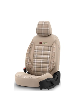 Gti Sports Design Oto Koltuk Kılıfı Ekstra Destekli Özel Jacquard Kumaş Tam Set - Bej