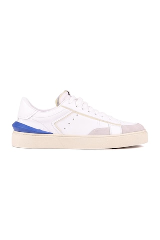 Shoetyle - Beyaz Hakiki Deri Bağcıklı Erkek Sneaker 666-23-1253 Beyaz