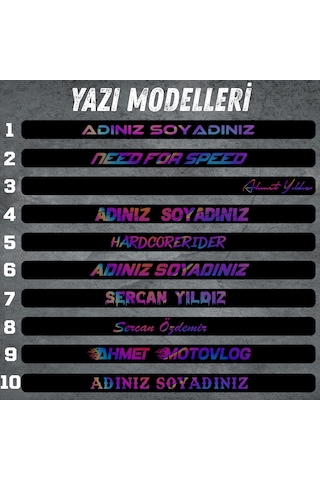 Kişiye Özel Motor Pleksi Plaka Hologram Yazı İstediğinizi Yazdırın