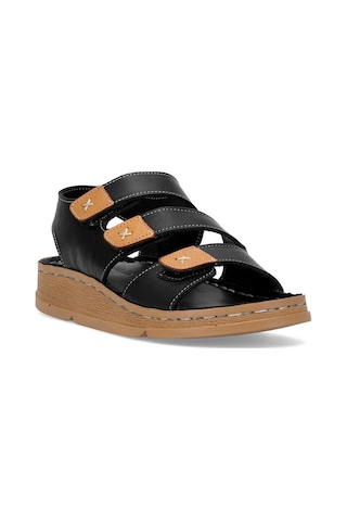 Mammamia D25ys-2450 Kadın Hakiki Deri Düz Sandalet Siyah Siyah