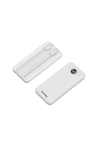 Torima TRM-1015 10000 mAh 2 Çıkışlı Taşınabilir Hızlı Şarj Dijital Göstergeli Powerbank Beyaz
