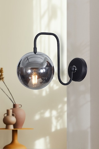 Luzarana Siesta Krom-siyah Metal Gövde Füme Camlı Tasarım Aplik