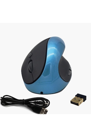 Jsy-03 6 Tuşlu Kablosuz Dikey Şarjlı Fare Ergonomik Dikey Optik Fare Mavi Diğer
