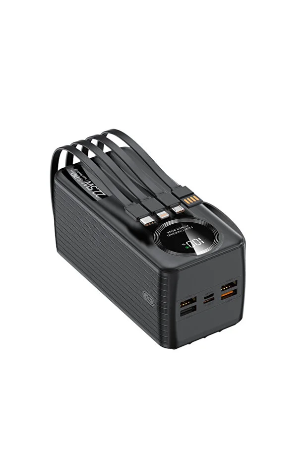 60.000mah Forefo 22.5w Hızlı Şarj Destekli Dahili Kablolu Taşınabilir Batarya Powerbank Siyah
