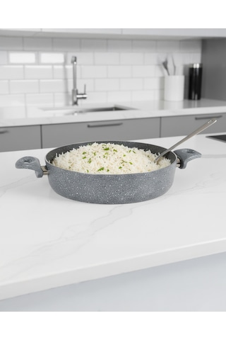 Bonetti Granit Basık Pilav Ve Karnıyarık Tenceresi 22 Cm Gri