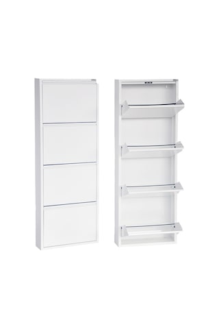 4'lü Metal Ayakkabılık - Beyaz