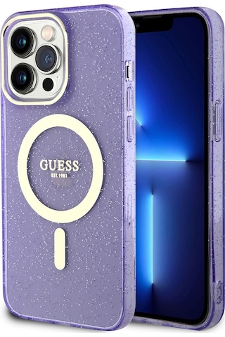 Apple Uyumlu iPhone 13 Pro Kılıf Guess Magsafe Şarj Özellikli Glitter Kapak