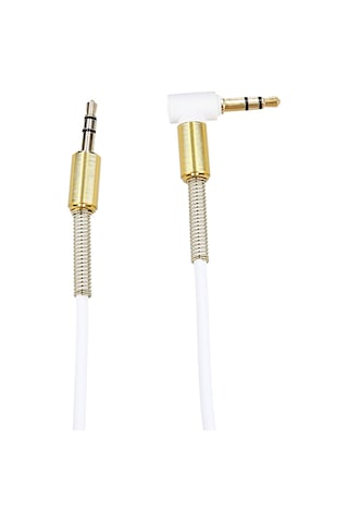 Mufunye Beyaz 1m 3.5mm Erkek-erkek Ses Kablosu, Bilgisayar/atelefon Kulaklık Hoparlör Amfici Bağlantı, Düz-kavisli, Altın Kaplama, Enamel Bakır Teli, Pvc Kablo