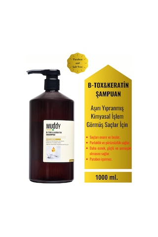 Muddy B-Tox & Keratin Şampuan 1 L + Onarıcı B-Tox & Keratin Krem 1 L