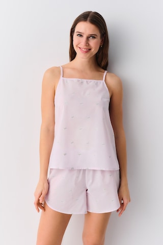 Suwen Pina Şort Pijama Takımı Sh25536667919 Pembe Çizgili Pembe