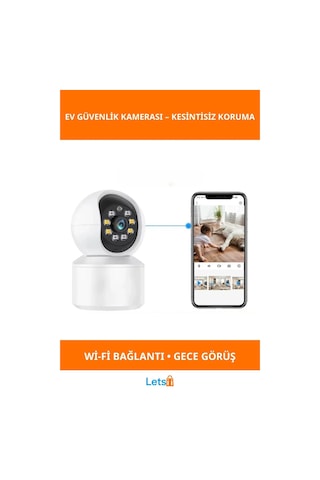 Uygulama Destekli Wi Fi Ev Güvenlik Kamerası Hd Gece Görüşlü 360 Derece Panoramik