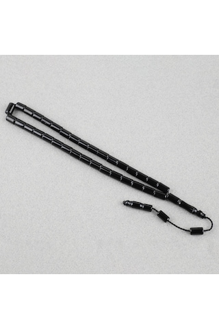 Erzurum Oltu Yumuşak Kesme Kesim 6.5x10mm Tesbih Siyah