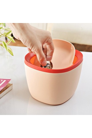 Homyl Plastik Mini Çöp Kovası Kül Kutusu Masaüstü Pembe Pembe