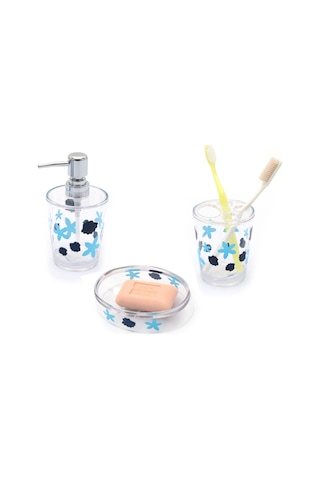 BENEKLİ DESEN 3 LÜ BANYO SETİ AKRİLİK Şeffaf