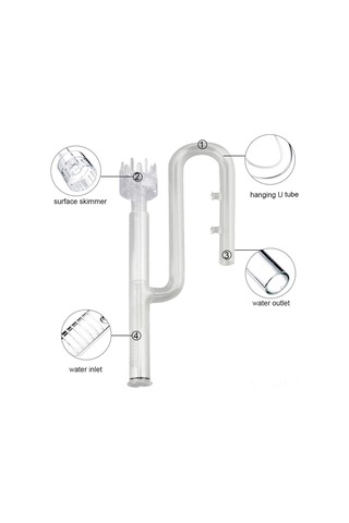 Ximistore9 Akvaryum Filtre Sepeti Cam Su Girişi 13mm - Yüzey Yağ Membranı Ayırıcı, 360 Döner, Yüksek Borosilikat Cam