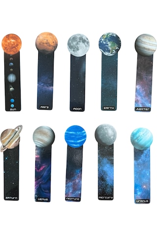 10 Adet Gezegenler Kitap Ayracı 15 Cm