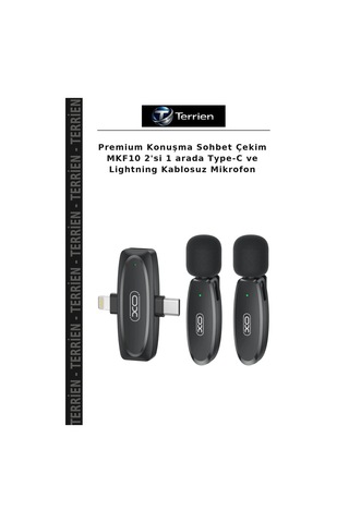 Premium Konuşma Sohbet Çekim Mkf10 2'si 1 Arada Type-c Ve Lightning Kablosuz Mikrofon