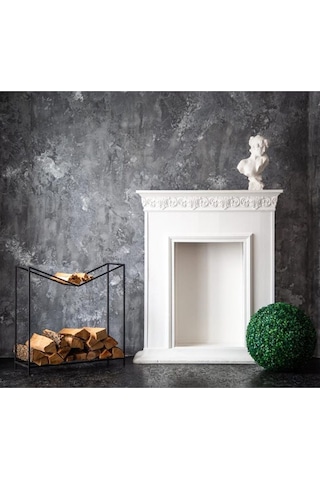 Odun Rafı Metal Tasarım Şömine Yanı İki Katlı Odunluk