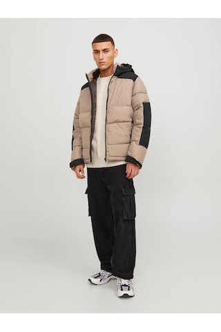 Jack & Jones Jack&Jones Kapüşonlu Puffer Vizon Erkek Mont 12239001 001