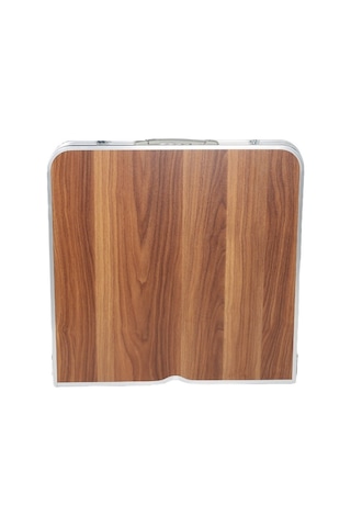 Uniqamping Çanta Tipi 4 Tabureli Katlanır Kamp Masa Seti - Ahşap Kahverengi