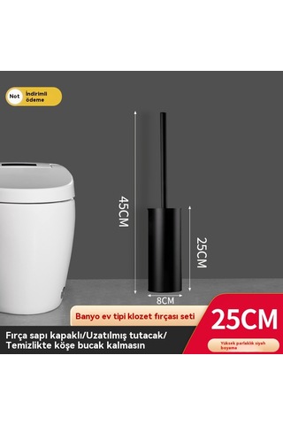 304 Paslanmaz Çelik Banyo Tuvalet Fırçası Siyah 25 Cm Siyah