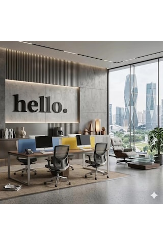 Durukar 100x35 Cm Dev Boy "hello." Yazılı Kırılmaz Pleksi Ayna - Premium Ofis Ve Villa Antre Dekoru Çok Renkli