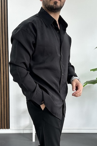 Erkek Salaş Modal Kumaş Gömlek Siyah Edw267 Siyah