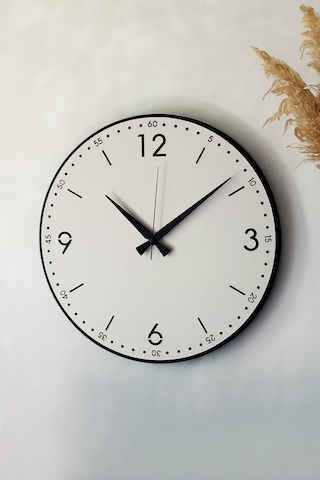 Dekoratif Yeni Modern Rasalhague Ahşap Duvar Saati 48cm Siyah - Beyaz