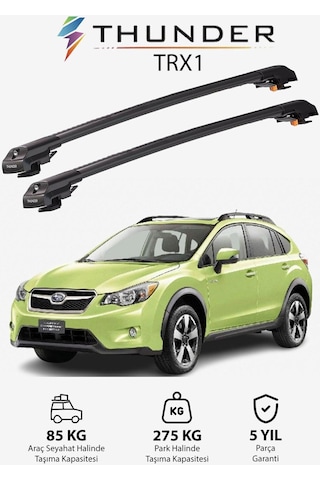 Subaru Xv Crosstrek 2012-2017 Trx1 Thunder Carrier Kilitli Ara Atkı Taşıyıcı Tavan Barı Gri