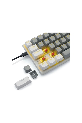 Z-11 Rgb Red Switch İngilizce Q Full Anti Ghosting Mekanik Oyuncu Klavyesi Beyaz-gri-turuncu Tuşlar