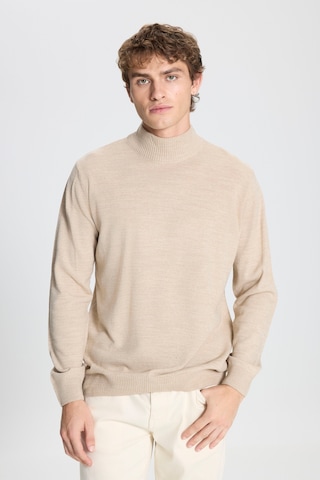 AC&Co / Altınyıldız Classics Altinyildiz Classics Erkek Bej Standart Fit Normal Kesim Yarım Balıkçı Yaka Triko 4A4923100005BEJS Bej