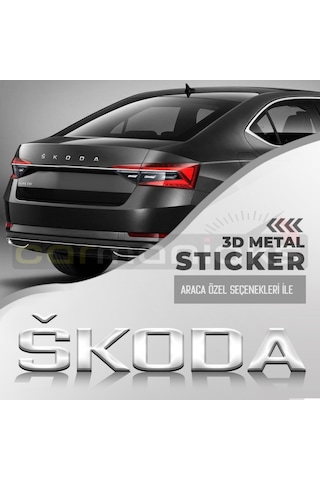Skoda Yeni Tip Bagaj Yazısı Amblem 3D Sticker Beyaz (527218154)