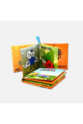 Tox Sevimli Böcekler Kumaş Sessiz Kitap T054 - Bez Kitap , Eğitici Oyuncak , Yumuşak Ve Hışırtılı