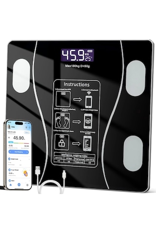 Akıllı Kablosuz Dijital Banyo Ve Vücut Yağ Ağırlık Ölçeği Vücut Kompozisyonu Analizörü Bluetoothlu Tartı