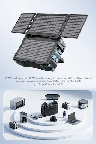 76800mah 300w Taşınabilir Güç İstasyonu Güneş Panelli Hızlı Şarj Siyah