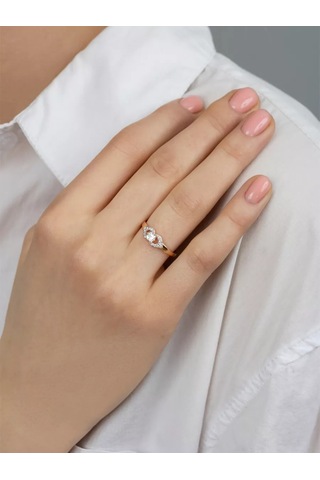 Veronika Nişan Yüzüğü 925 Ayar Gümüş Altın Kaplama Fiyonit Taşlı 224320323 Altın