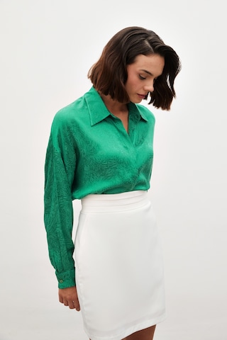 Sateen Desenli Salaş Gömlek - Yeşil-134717 Yeşil